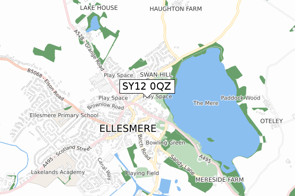 SY12 0QZ map - small scale - OS Open Zoomstack (Ordnance Survey)