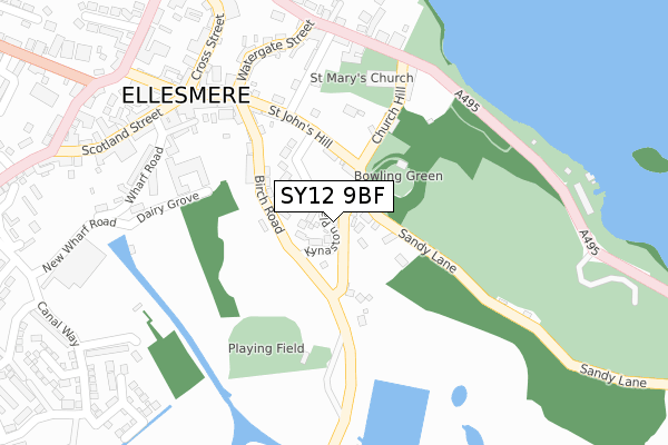 SY12 9BF map - large scale - OS Open Zoomstack (Ordnance Survey)