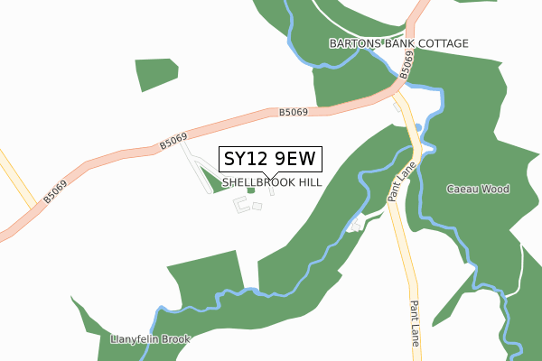 SY12 9EW map - large scale - OS Open Zoomstack (Ordnance Survey)