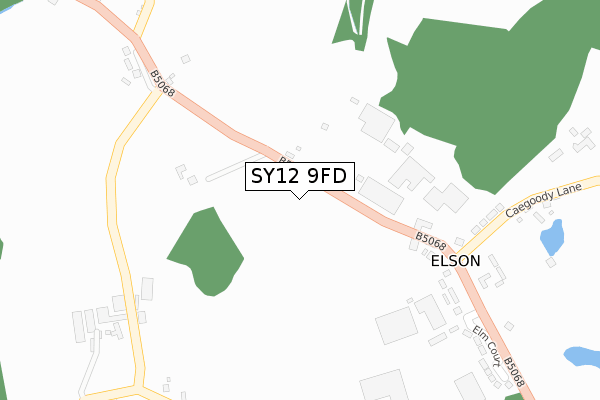 SY12 9FD map - large scale - OS Open Zoomstack (Ordnance Survey)