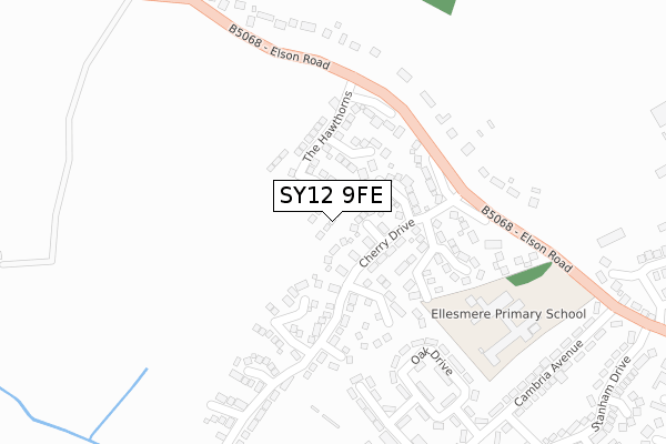 SY12 9FE map - large scale - OS Open Zoomstack (Ordnance Survey)