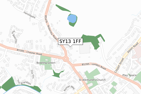SY13 1FF map - large scale - OS Open Zoomstack (Ordnance Survey)