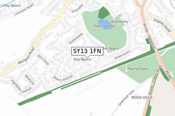 SY13 1FN map - large scale - OS Open Zoomstack (Ordnance Survey) SY13 1FN map - large scale - OS Open Zoomstack (Ordnance Survey)