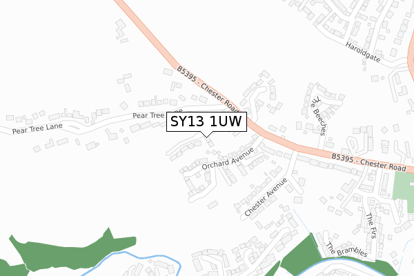 SY13 1UW map - large scale - OS Open Zoomstack (Ordnance Survey)