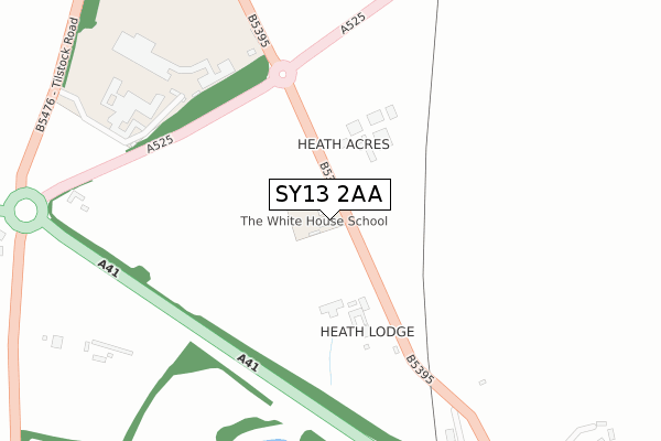 SY13 2AA map - large scale - OS Open Zoomstack (Ordnance Survey)