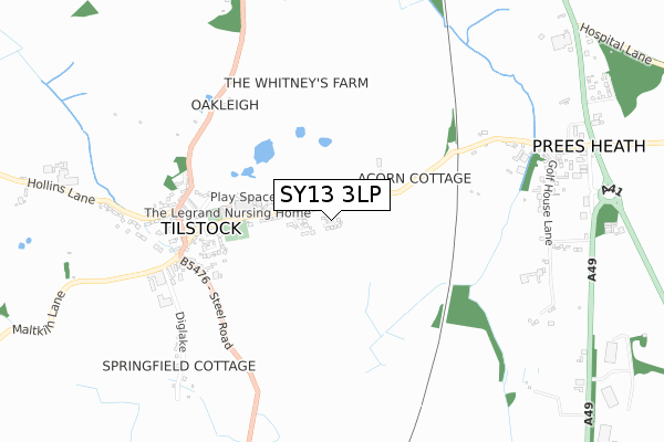 SY13 3LP map - small scale - OS Open Zoomstack (Ordnance Survey)