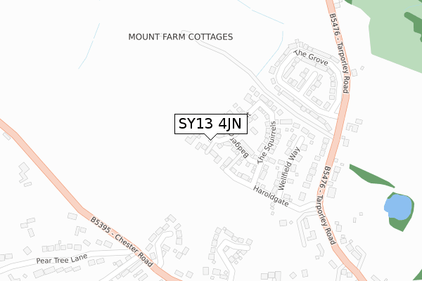 SY13 4JN map - large scale - OS Open Zoomstack (Ordnance Survey)