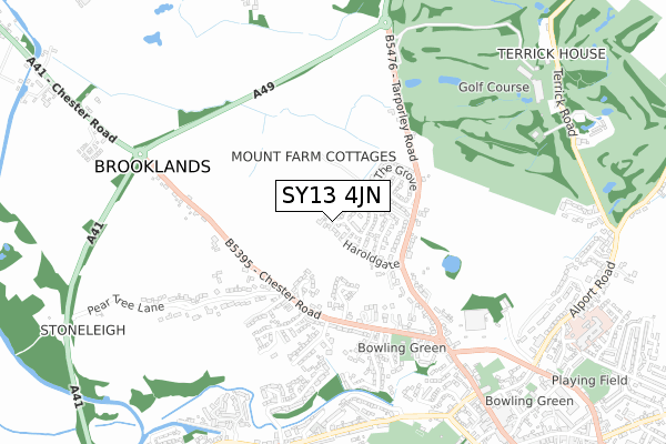 SY13 4JN map - small scale - OS Open Zoomstack (Ordnance Survey)