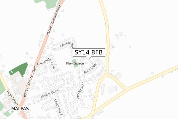 SY14 8FB map - large scale - OS Open Zoomstack (Ordnance Survey)