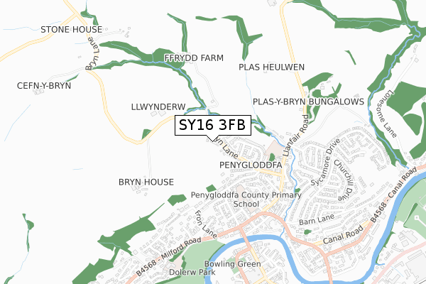 SY16 3FB map - small scale - OS Open Zoomstack (Ordnance Survey) SY16 3FB map - small scale - OS Open Zoomstack (Ordnance Survey)