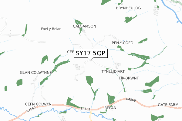 SY17 5QP map - small scale - OS Open Zoomstack (Ordnance Survey) SY17 5QP map - small scale - OS Open Zoomstack (Ordnance Survey)