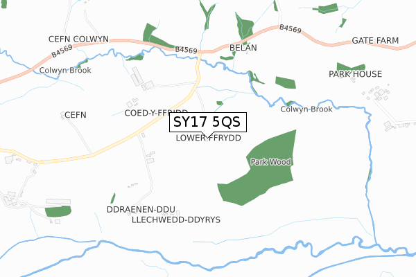 SY17 5QS map - small scale - OS Open Zoomstack (Ordnance Survey) SY17 5QS map - small scale - OS Open Zoomstack (Ordnance Survey)