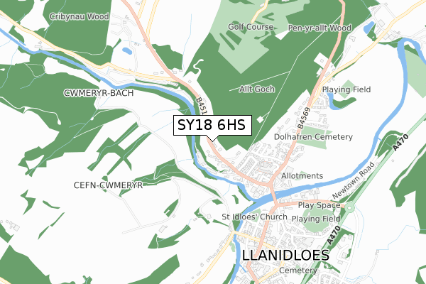 SY18 6HS map - small scale - OS Open Zoomstack (Ordnance Survey)