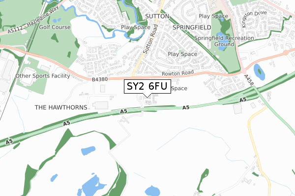 SY2 6FU map - small scale - OS Open Zoomstack (Ordnance Survey)