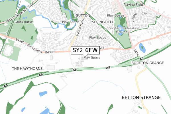 SY2 6FW map - small scale - OS Open Zoomstack (Ordnance Survey) SY2 6FW map - small scale - OS Open Zoomstack (Ordnance Survey)