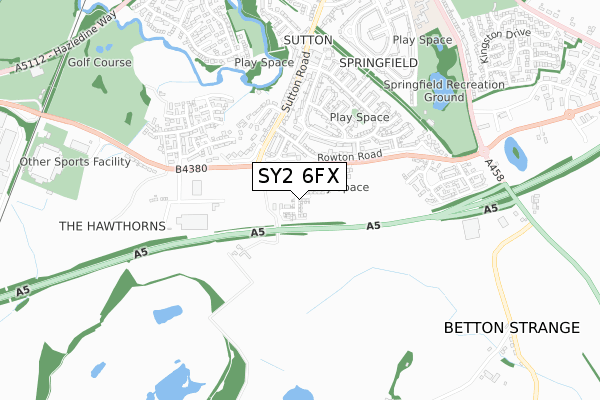 SY2 6FX map - small scale - OS Open Zoomstack (Ordnance Survey) SY2 6FX map - small scale - OS Open Zoomstack (Ordnance Survey)