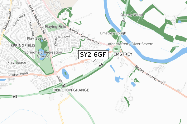 SY2 6GF map - small scale - OS Open Zoomstack (Ordnance Survey)