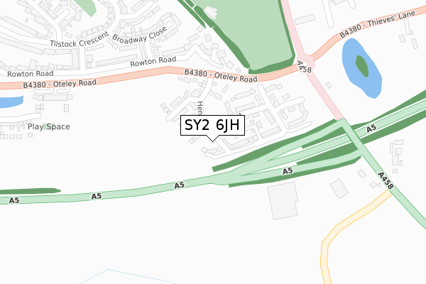 SY2 6JH map - large scale - OS Open Zoomstack (Ordnance Survey)