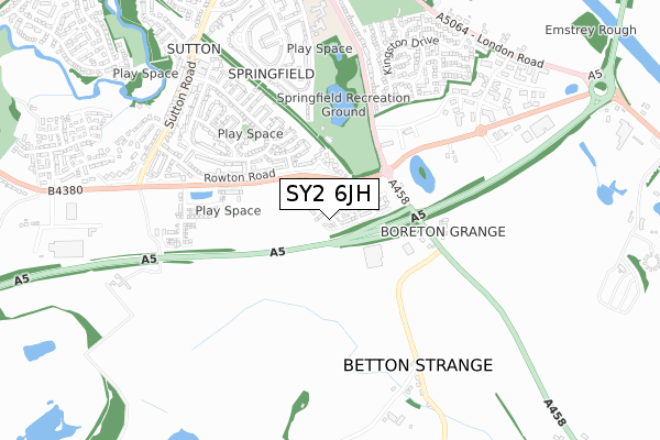 SY2 6JH map - small scale - OS Open Zoomstack (Ordnance Survey)
