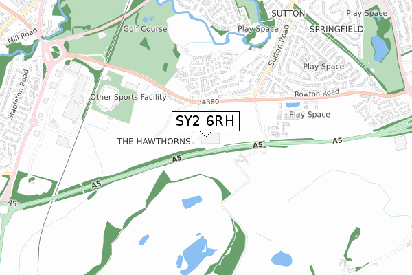 SY2 6RH map - small scale - OS Open Zoomstack (Ordnance Survey)