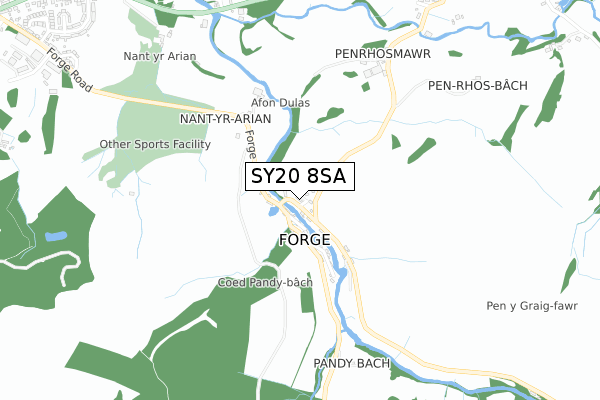 SY20 8SA map - small scale - OS Open Zoomstack (Ordnance Survey)