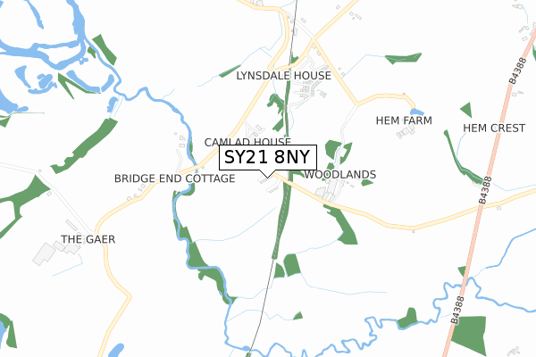 SY21 8NY map - small scale - OS Open Zoomstack (Ordnance Survey)