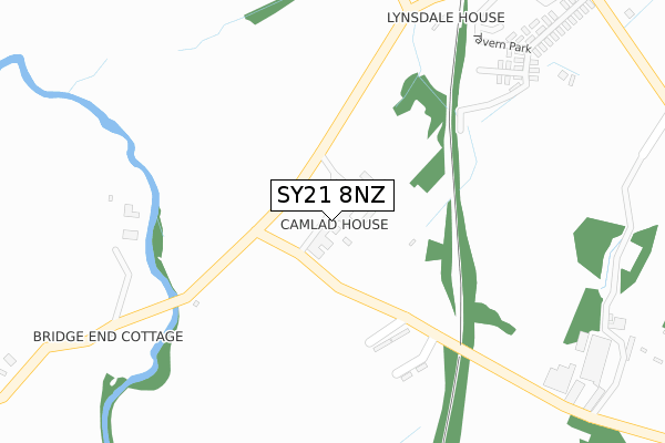 SY21 8NZ map - large scale - OS Open Zoomstack (Ordnance Survey)