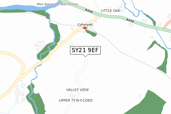 SY21 9EF map - large scale - OS Open Zoomstack (Ordnance Survey)