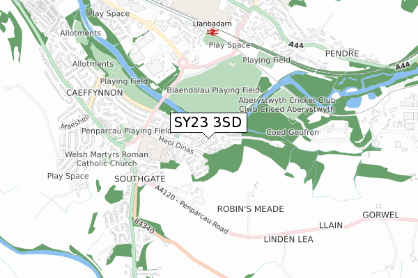 SY23 3SD map - small scale - OS Open Zoomstack (Ordnance Survey)