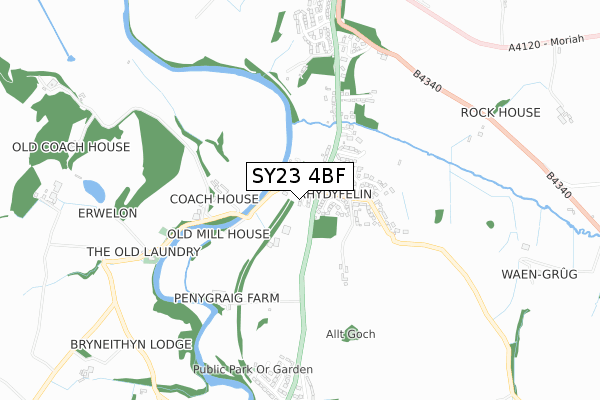 SY23 4BF map - small scale - OS Open Zoomstack (Ordnance Survey)