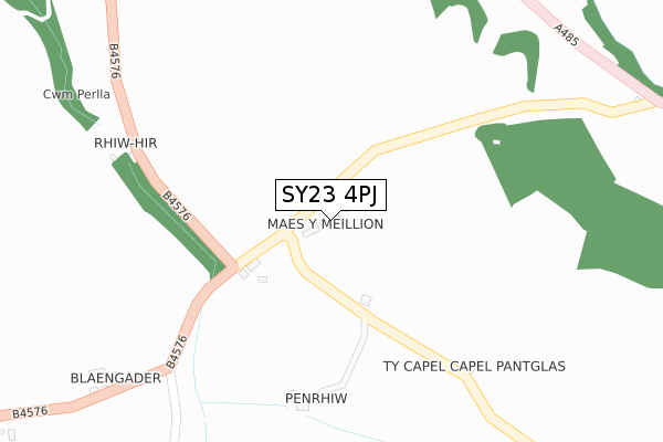 SY23 4PJ map - large scale - OS Open Zoomstack (Ordnance Survey)