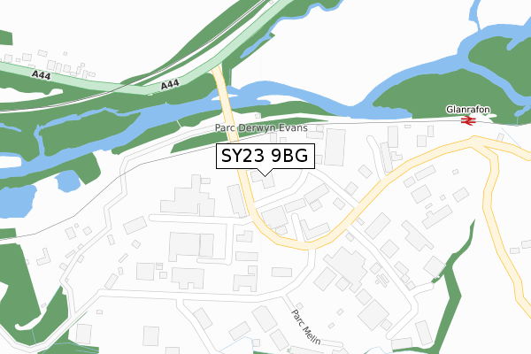SY23 9BG map - large scale - OS Open Zoomstack (Ordnance Survey)
