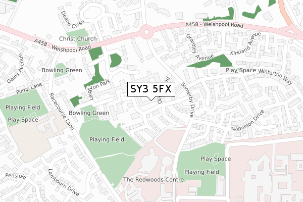 SY3 5FX map - large scale - OS Open Zoomstack (Ordnance Survey)