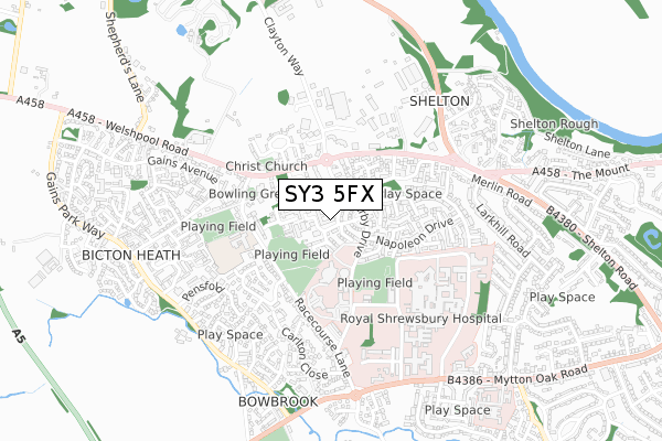 SY3 5FX map - small scale - OS Open Zoomstack (Ordnance Survey)
