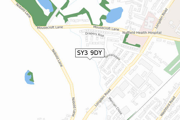 SY3 9DY map - large scale - OS Open Zoomstack (Ordnance Survey)