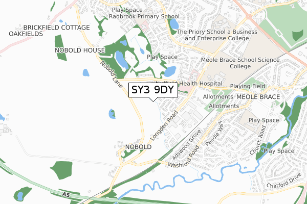 SY3 9DY map - small scale - OS Open Zoomstack (Ordnance Survey) SY3 9DY map - small scale - OS Open Zoomstack (Ordnance Survey)