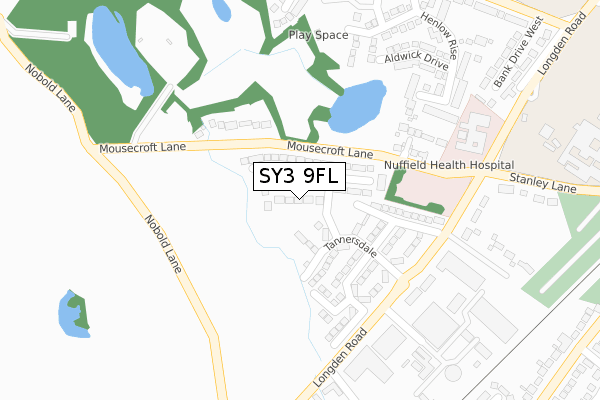 SY3 9FL map - large scale - OS Open Zoomstack (Ordnance Survey)