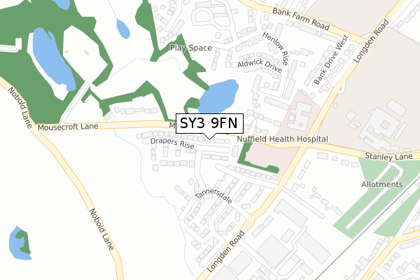 SY3 9FN map - large scale - OS Open Zoomstack (Ordnance Survey)