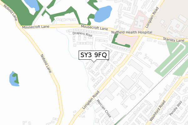 SY3 9FQ map - large scale - OS Open Zoomstack (Ordnance Survey)