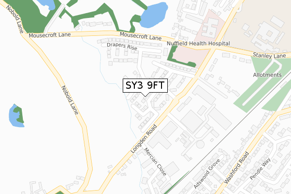 SY3 9FT map - large scale - OS Open Zoomstack (Ordnance Survey)