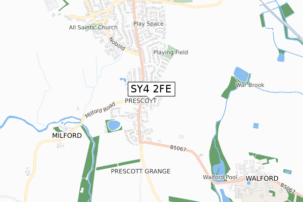 SY4 2FE map - small scale - OS Open Zoomstack (Ordnance Survey)