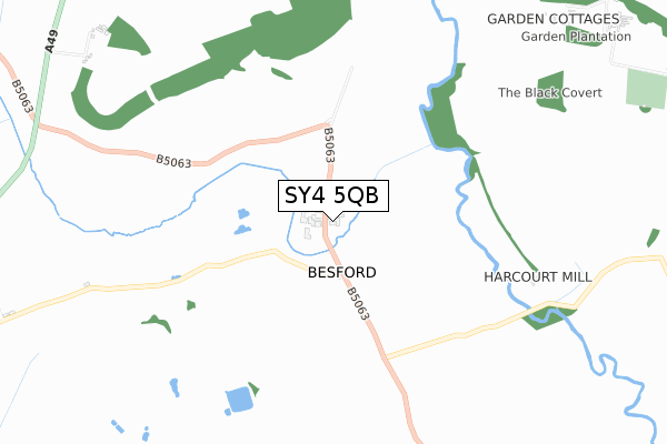 SY4 5QB map - small scale - OS Open Zoomstack (Ordnance Survey)