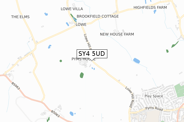 SY4 5UD map - small scale - OS Open Zoomstack (Ordnance Survey)