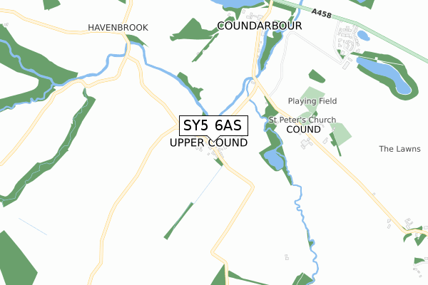 SY5 6AS map - small scale - OS Open Zoomstack (Ordnance Survey)