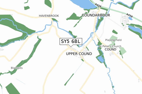 SY5 6BL map - small scale - OS Open Zoomstack (Ordnance Survey)