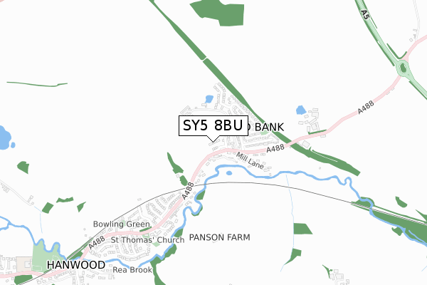 SY5 8BU map - small scale - OS Open Zoomstack (Ordnance Survey)