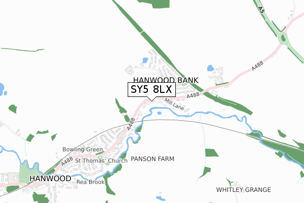 SY5 8LX map - small scale - OS Open Zoomstack (Ordnance Survey)