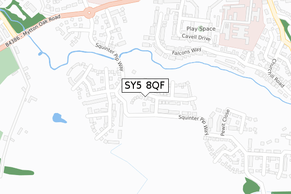 SY5 8QF map - large scale - OS Open Zoomstack (Ordnance Survey)