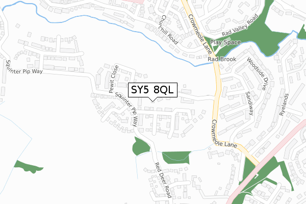 SY5 8QL map - large scale - OS Open Zoomstack (Ordnance Survey)