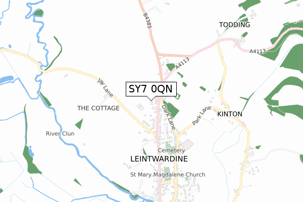 SY7 0QN map - small scale - OS Open Zoomstack (Ordnance Survey)